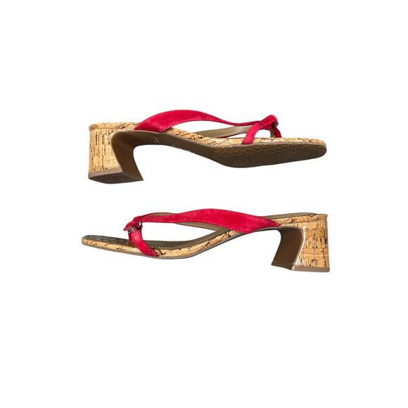 NYDJ Glam Strappy Sandals Women's 10 Wide Block Heel Red Slip-on Dainty Nautical - Picture 8 of 11